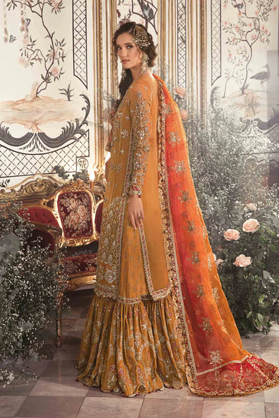 Mbroidered By Maria B Unstitched 4 Piece Embroidered Organza Suit MB23MW D7-Mustard - Luxury Collection