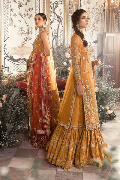 Mbroidered By Maria B Unstitched 4 Piece Embroidered Organza Suit MB23MW D7-Mustard - Luxury Collection