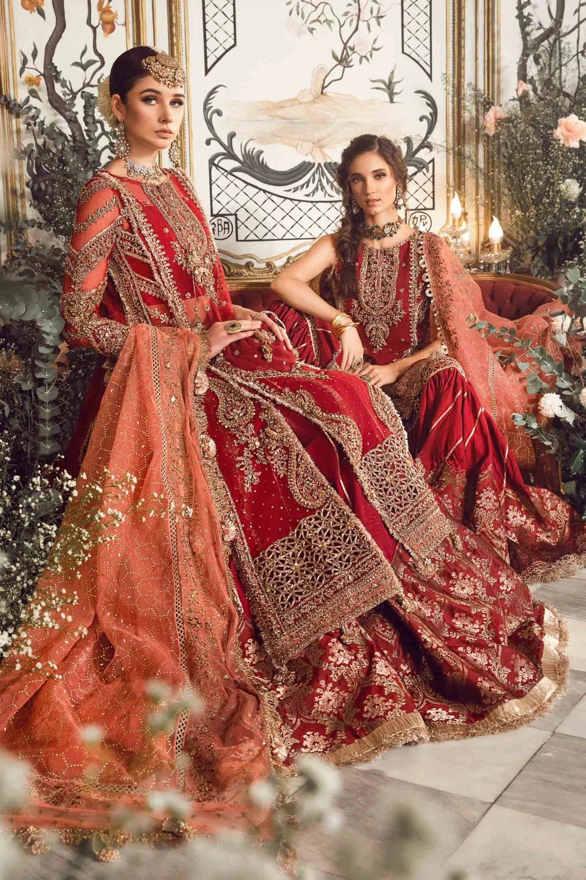 Mbroidered By Maria B Unstitched 4 Piece Embroidered Organza Suit MB23MW D8-Maroon - Luxury Collection