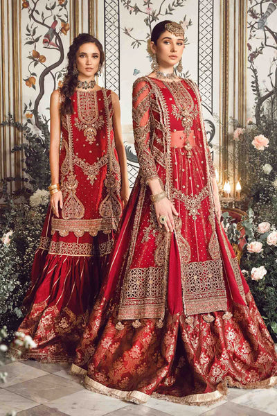 Mbroidered By Maria B Unstitched 4 Piece Embroidered Organza Suit MB23MW D8-Maroon - Luxury Collection