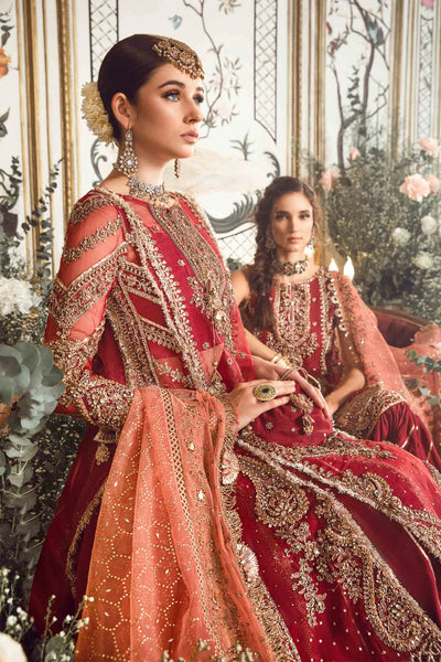 Mbroidered By Maria B Unstitched 4 Piece Embroidered Organza Suit MB23MW D8-Maroon - Luxury Collection