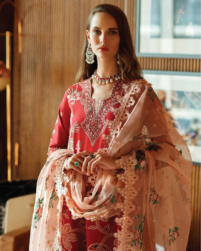 Mushq Astoria Stitched 3 Piece Embroidered Lawn Suits D-07 Scarlet - Luxury Summer Collection D & M COLLECTION AND NIZAMI JEWELRY