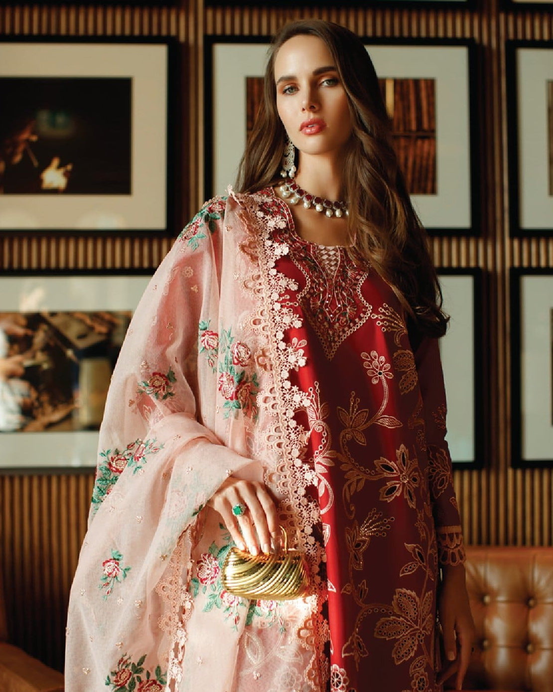 Mushq Astoria Stitched 3 Piece Embroidered Lawn Suits D-07 Scarlet - Luxury Summer Collection D & M COLLECTION AND NIZAMI JEWELRY