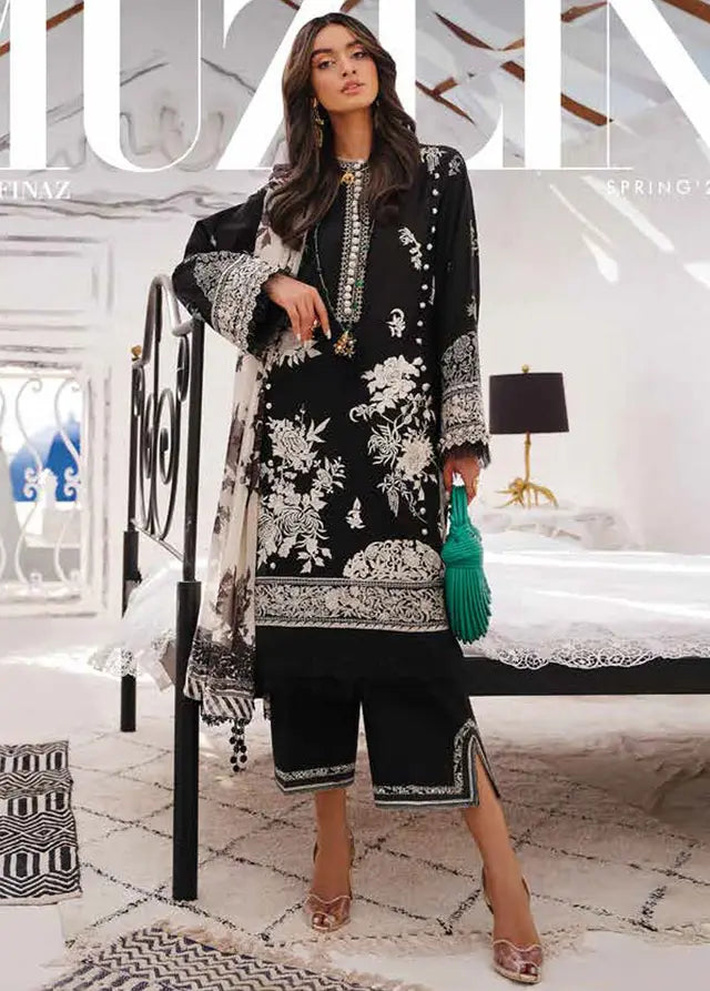 Muzlin By Sana Safinaz Stitched 3 Piece Embroidered Lawn Suit SS24MZ 7A - Spring Summer Collection