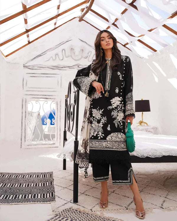 Muzlin By Sana Safinaz Stitched 3 Piece Embroidered Lawn Suit SS24MZ 7A - Spring Summer Collection