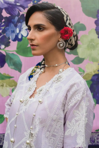 Muzlin By Sana Safinaz Stitched 3 Piece Embroidered Chambray Suit SS23MZ 12A - Purple - Summer Collection