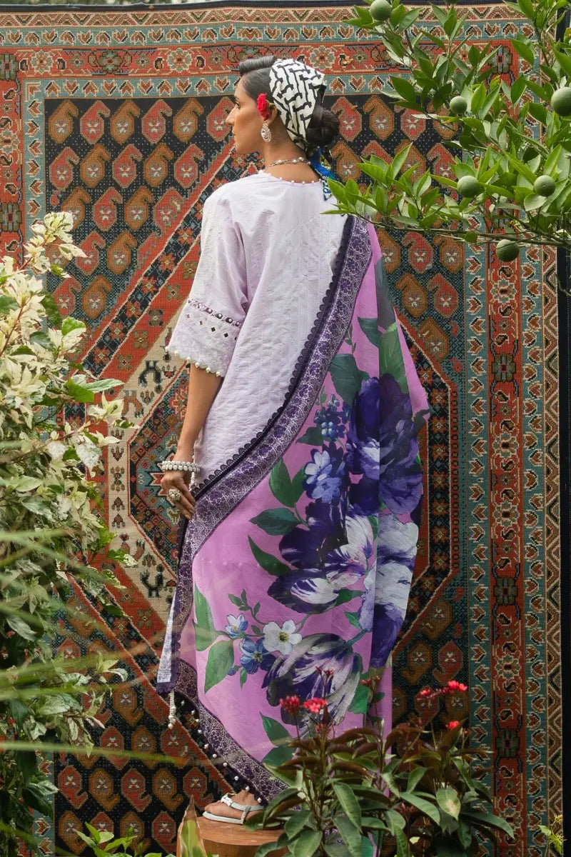 Muzlin By Sana Safinaz Stitched 3 Piece Embroidered Chambray Suit SS23MZ 12A - Purple - Summer Collection