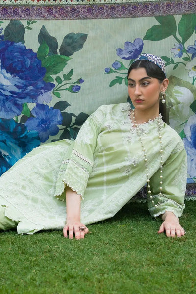 Muzlin By Sana Safinaz Stitched 3 Piece Embroidered Chambray Suit SS23MZ 12B - Green - Summer Collection