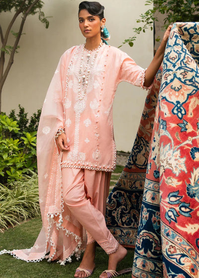 Muzlin By Sana Safinaz Stitched 3 Piece Embroidered Chambray Suit SS23MZ 5A - Pink - Summer Collection