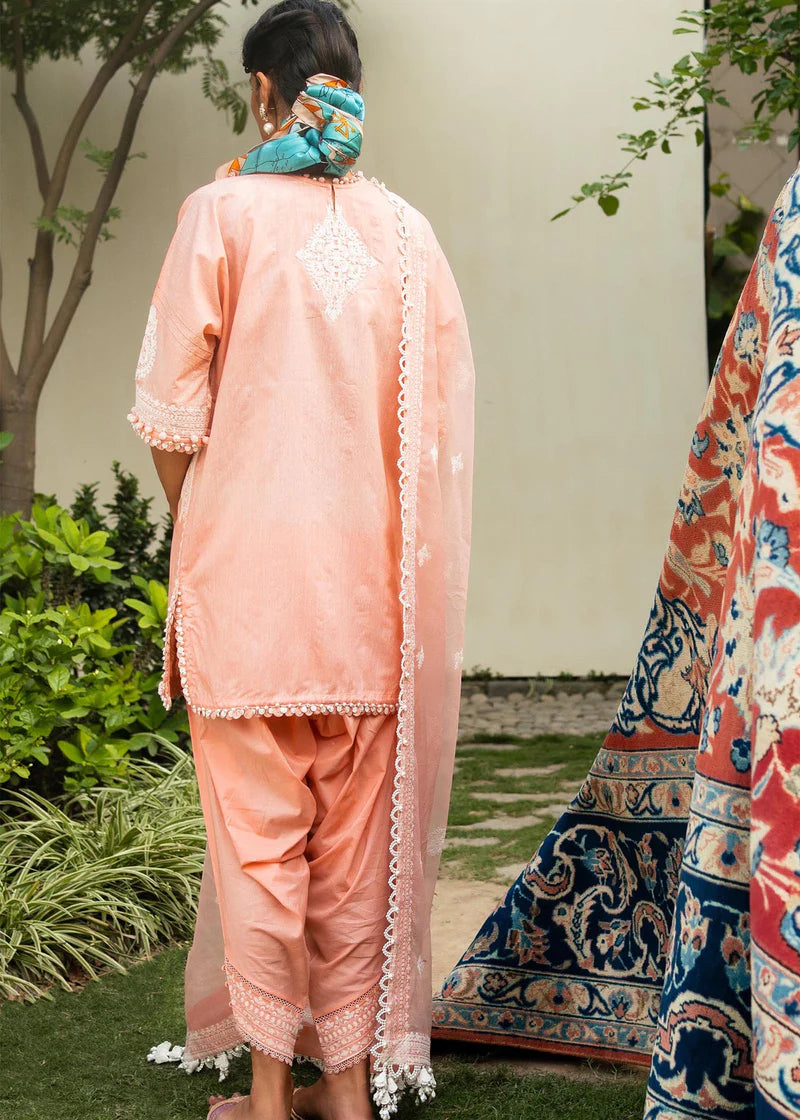 Muzlin By Sana Safinaz Stitched 3 Piece Embroidered Chambray Suit SS23MZ 5A - Pink - Summer Collection