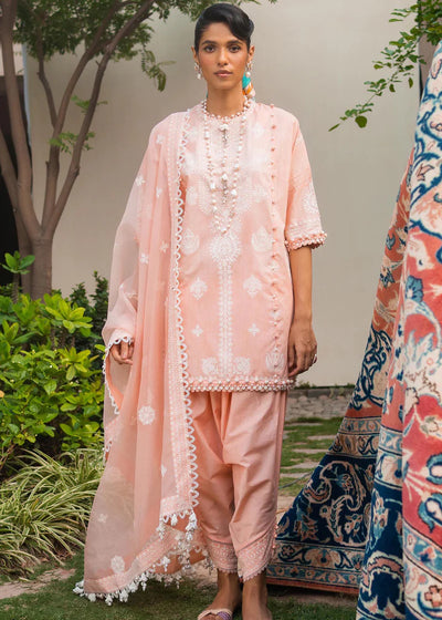 Muzlin By Sana Safinaz Stitched 3 Piece Embroidered Chambray Suit SS23MZ 5A - Pink - Summer Collection