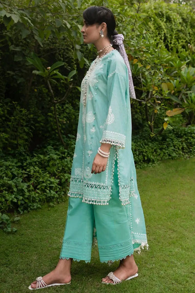 Muzlin By Sana Safinaz Stitched 3 Piece Embroidered Chambray Suit SS23MZ 5B - Green - Summer Collection