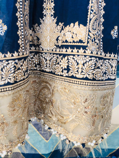 Muzlin By Sana Safinaz Stitched 3 Piece Embroidered Lawn Suit SS23MZ 10A - Blue - Summer Collection