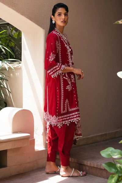 Muzlin By Sana Safinaz Stitched 3 Piece Embroidered Lawn Suit SS23MZ 11A - Red - Summer Collection