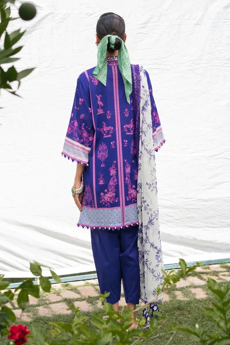 Muzlin By Sana Safinaz Stitched 3 Piece Embroidered Lawn Suit SS23MZ 14B - Purple - Summer Collection