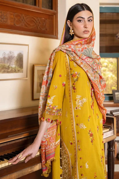 Muzlin By Sana Safinaz Stitched 3 Piece Embroidered Lawn Suit SS23MZ 15B - Yellow - Summer Collection