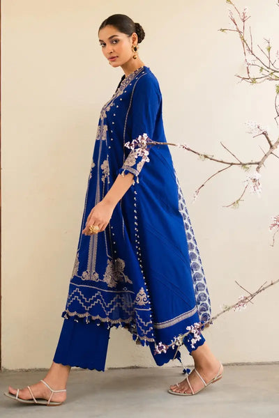 Muzlin By Sana Safinaz Stitched 3 Piece Embroidered Lawn Suit SS23MZ 16B - Blue - Summer Collection