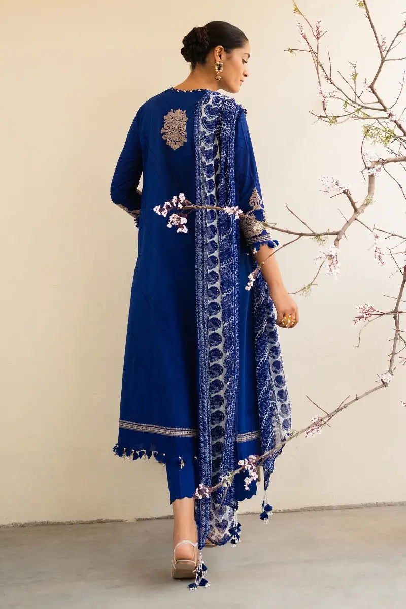 Muzlin By Sana Safinaz Stitched 3 Piece Embroidered Lawn Suit SS23MZ 16B - Blue - Summer Collection