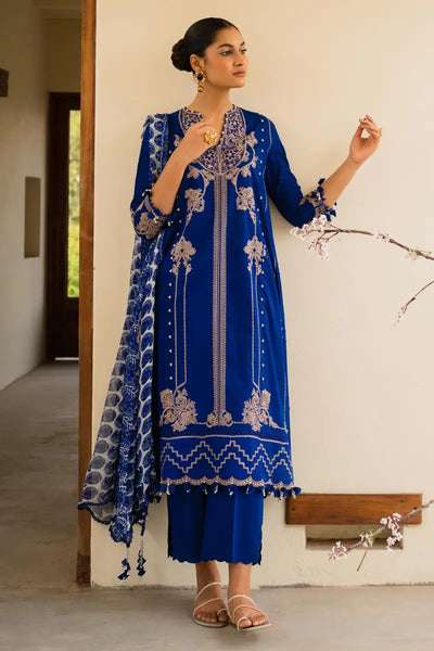 Muzlin By Sana Safinaz Stitched 3 Piece Embroidered Lawn Suit SS23MZ 16B - Blue - Summer Collection