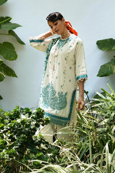 Muzlin By Sana Safinaz Stitched 3 Piece Embroidered Lawn Suit SS23MZ 17A - White - Summer Collection