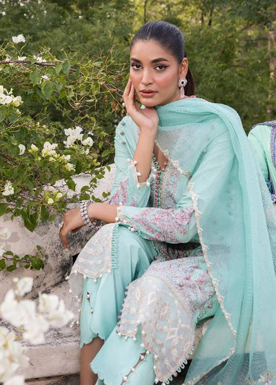 Muzlin By Sana Safinaz Stitched 3 Piece Embroidered Lawn Suit SS23MZ 18B - Blue - Summer Collection