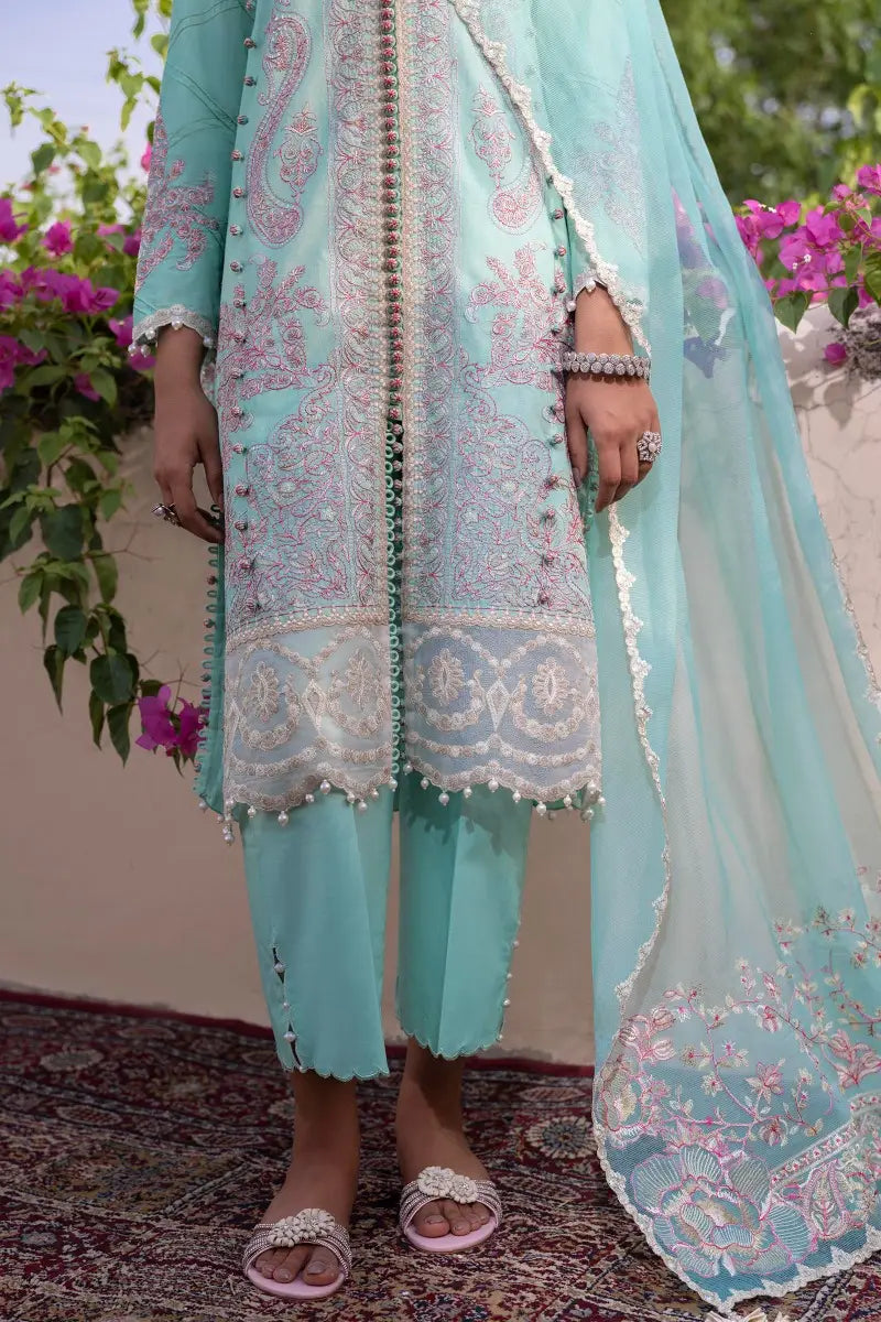 Muzlin By Sana Safinaz Stitched 3 Piece Embroidered Lawn Suit SS23MZ 18B - Blue - Summer Collection