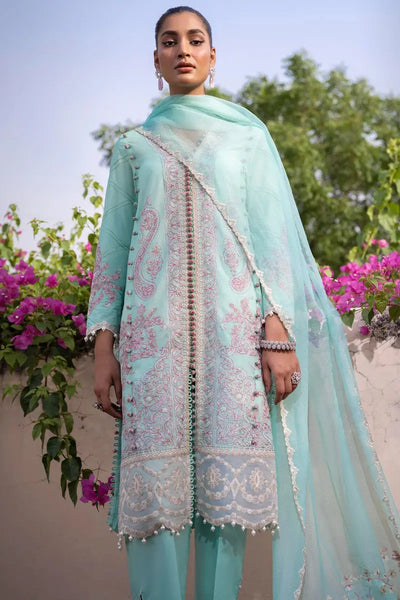 Muzlin By Sana Safinaz Stitched 3 Piece Embroidered Lawn Suit SS23MZ 18B - Blue - Summer Collection