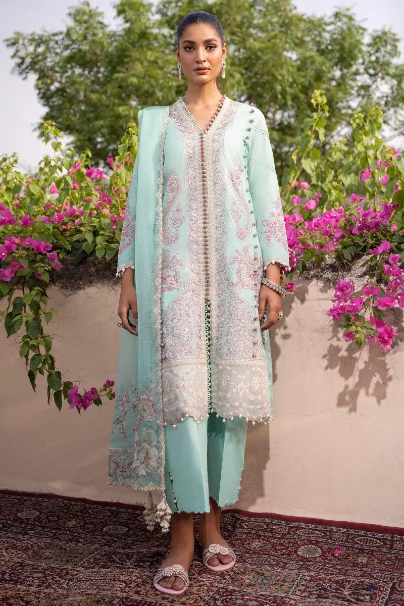 Muzlin By Sana Safinaz Stitched 3 Piece Embroidered Lawn Suit SS23MZ 18B - Blue - Summer Collection