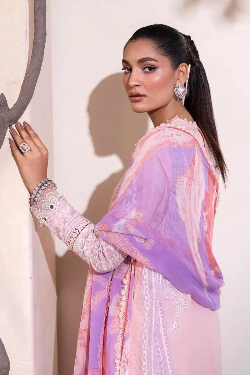 Muzlin By Sana Safinaz Stitched 3 Piece Embroidered Lawn Suit SS23MZ 19A - Pink - Summer Collection