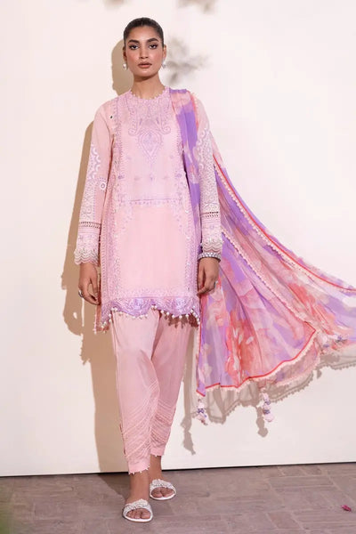 Muzlin By Sana Safinaz Stitched 3 Piece Embroidered Lawn Suit SS23MZ 19A - Pink - Summer Collection