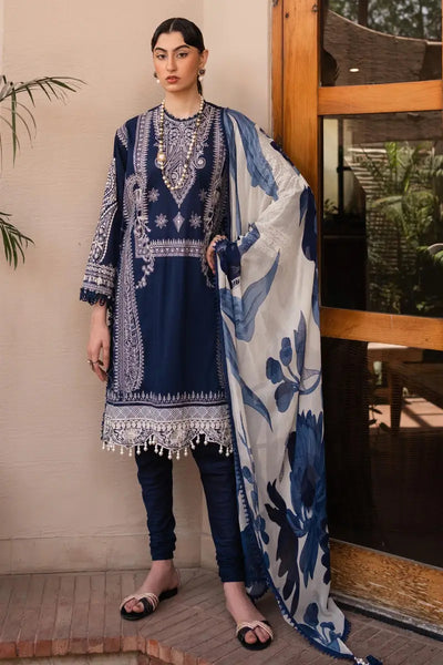 Muzlin By Sana Safinaz Stitched 3 Piece Embroidered Lawn Suit SS23MZ 19B - Blue - Summer Collection