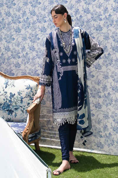 Muzlin By Sana Safinaz Stitched 3 Piece Embroidered Lawn Suit SS23MZ 19B - Blue - Summer Collection