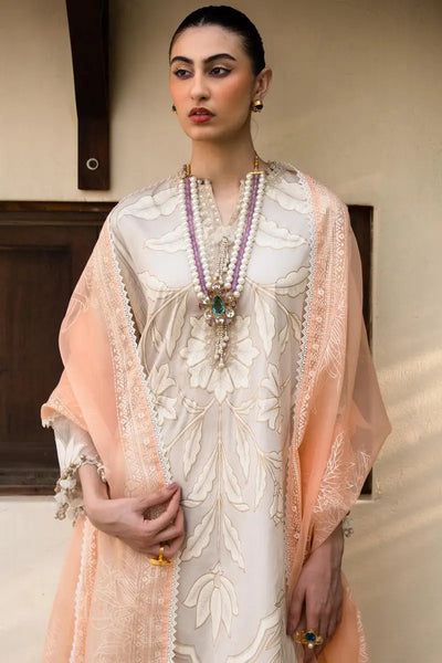 Muzlin By Sana Safinaz Stitched 3 Piece Embroidered Lawn Suit SS23MZ 1B - White - Summer Collection