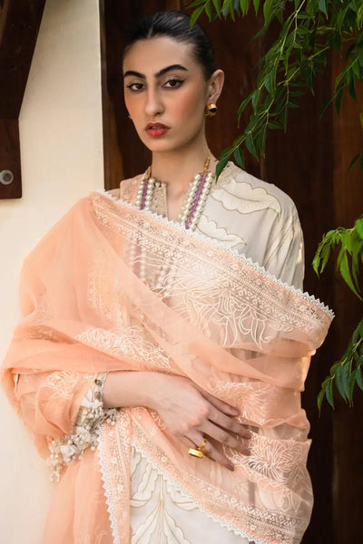 Muzlin By Sana Safinaz Stitched 3 Piece Embroidered Lawn Suit SS23MZ 1B - White - Summer Collection