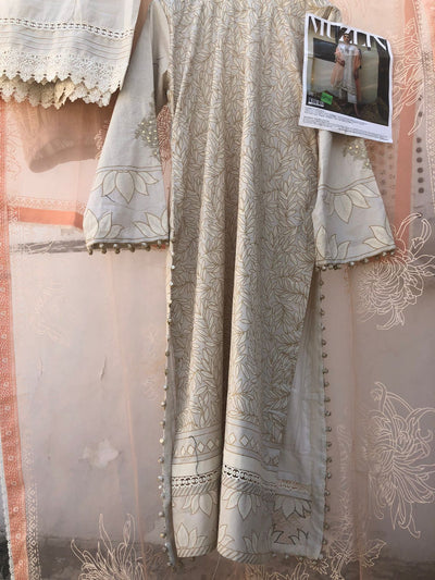 Muzlin By Sana Safinaz Stitched 3 Piece Embroidered Lawn Suit SS23MZ 1B - White - Summer Collection