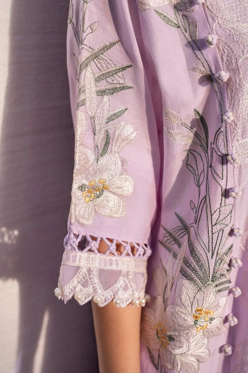 Muzlin By Sana Safinaz Stitched 3 Piece Embroidered Lawn Suit SS23MZ 20A - Purple - Summer Collection