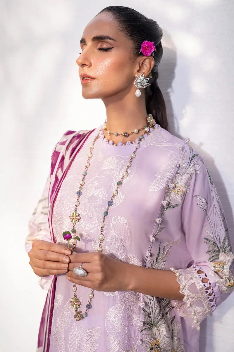 Muzlin By Sana Safinaz Stitched 3 Piece Embroidered Lawn Suit SS23MZ 20A - Purple - Summer Collection