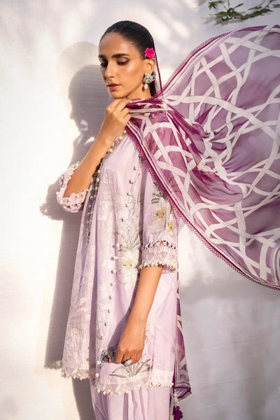 Muzlin By Sana Safinaz Stitched 3 Piece Embroidered Lawn Suit SS23MZ 20A - Purple - Summer Collection