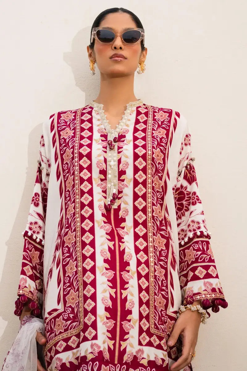 Muzlin By Sana Safinaz Stitched 3 Piece Embroidered Lawn Suit SS23MZ 2A - White - Summer Collection