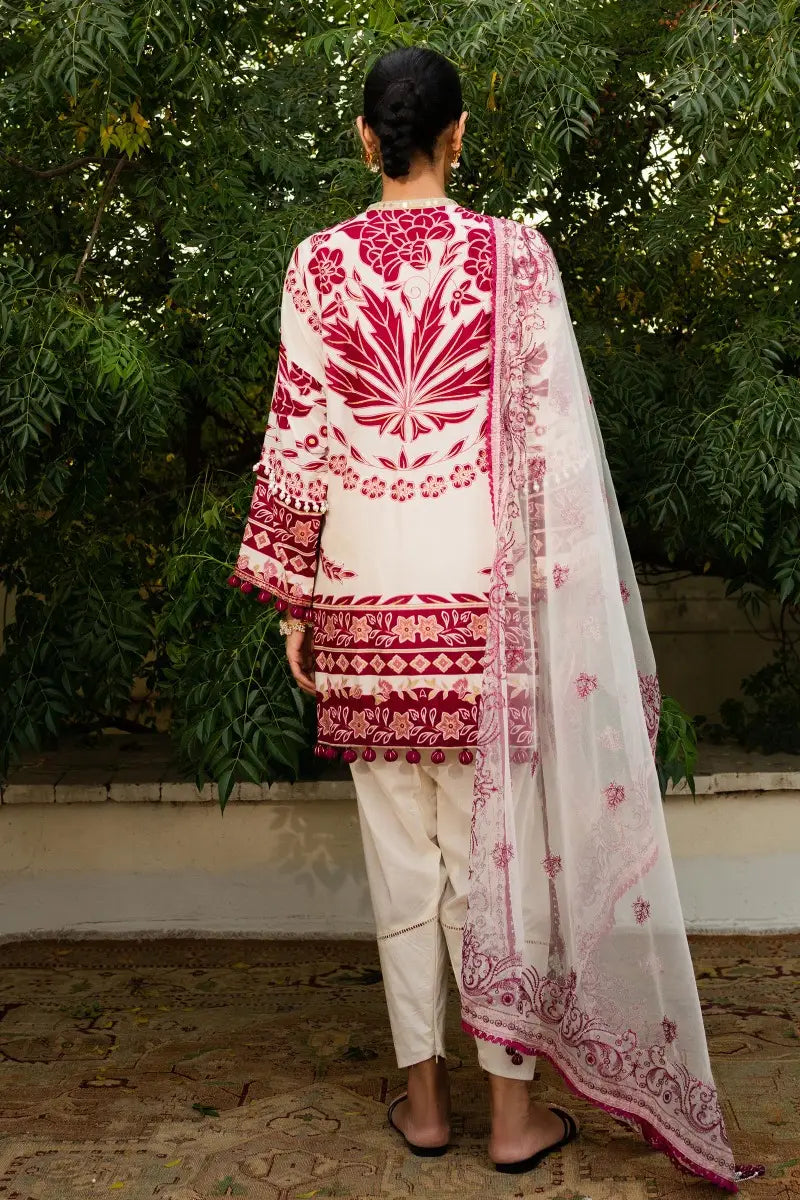 Muzlin By Sana Safinaz Stitched 3 Piece Embroidered Lawn Suit SS23MZ 2A - White - Summer Collection