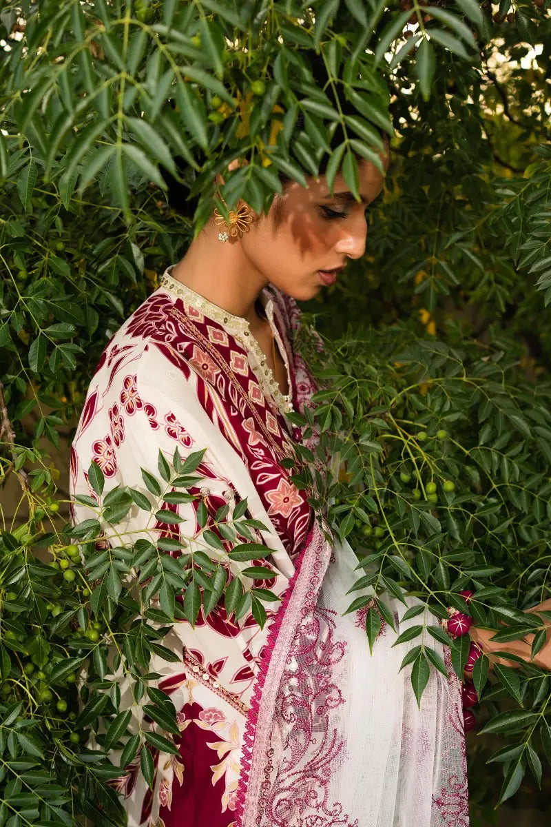 Muzlin By Sana Safinaz Stitched 3 Piece Embroidered Lawn Suit SS23MZ 2A - White - Summer Collection