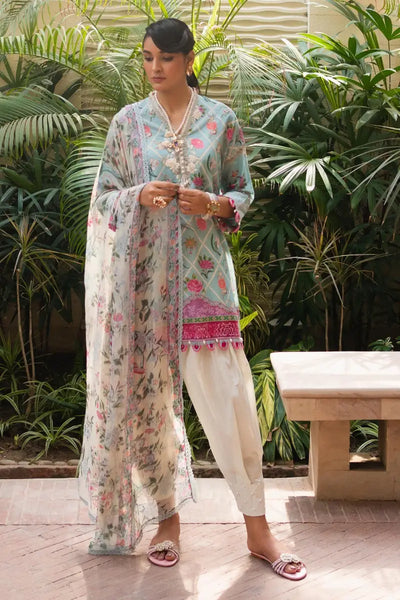 Muzlin By Sana Safinaz Stitched 3 Piece Embroidered Lawn Suit SS23MZ 4A - Blue - Summer Collection