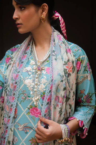 Muzlin By Sana Safinaz Stitched 3 Piece Embroidered Lawn Suit SS23MZ 4A - Blue - Summer Collection