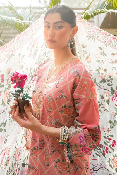 Muzlin By Sana Safinaz Stitched 3 Piece Embroidered Lawn Suit SS23MZ 4B - Pink - Summer Collection