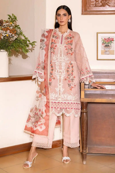 Muzlin By Sana Safinaz Stitched 3 Piece Embroidered Lawn Suit SS23MZ 6B - Pink - Summer Collection