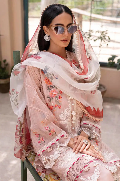 Muzlin By Sana Safinaz Stitched 3 Piece Embroidered Lawn Suit SS23MZ 6B - Pink - Summer Collection