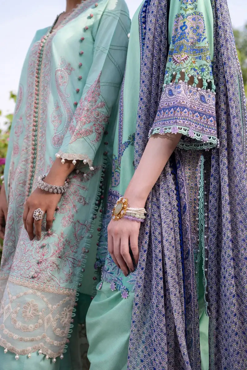 Muzlin By Sana Safinaz Stitched 3 Piece Embroidered Lawn Suit SS23MZ 9A - Green - Summer Collection