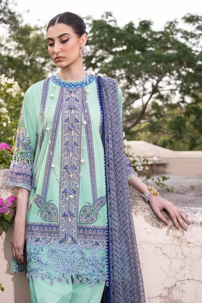 Muzlin By Sana Safinaz Stitched 3 Piece Embroidered Lawn Suit SS23MZ 9A - Green - Summer Collection