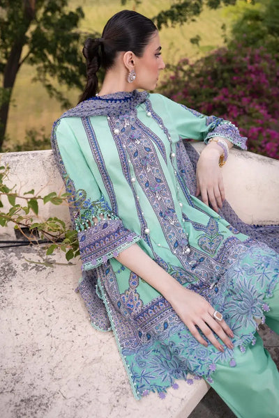 Muzlin By Sana Safinaz Stitched 3 Piece Embroidered Lawn Suit SS23MZ 9A - Green - Summer Collection