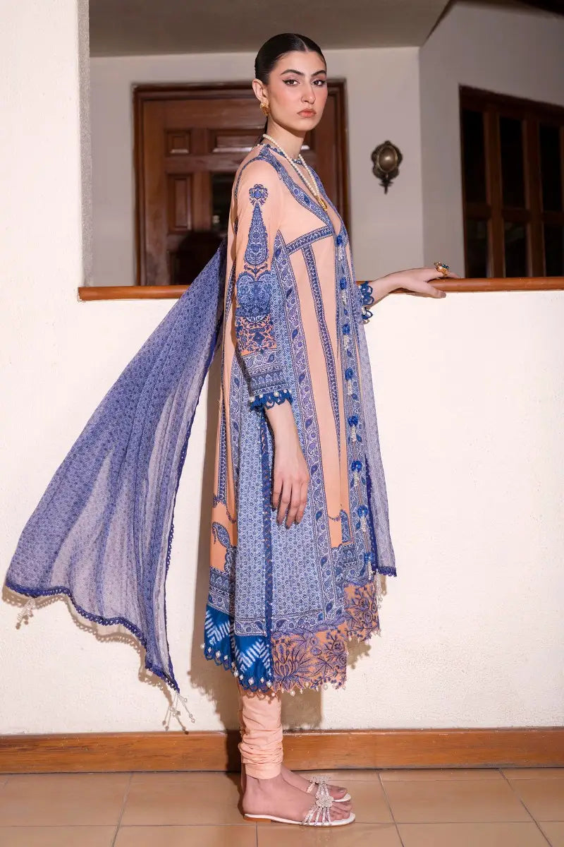 Muzlin By Sana Safinaz Stitched 3 Piece Embroidered Lawn Suit SS23MZ 9B - Pink - Summer Collection